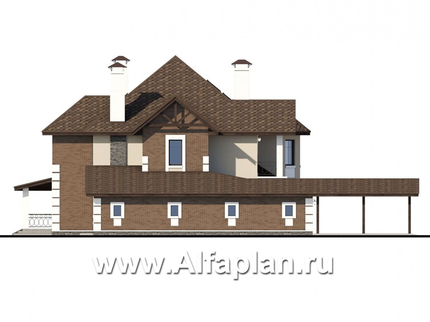 Проекты домов Альфаплан - «Воронцов»- респектабельный коттедж с большим гаражом - изображение фасада №3