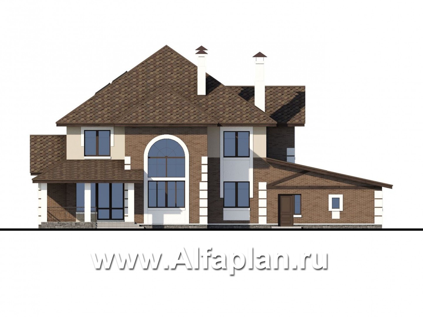 Проекты домов Альфаплан - «Воронцов»- респектабельный коттедж с большим гаражом - изображение фасада №4