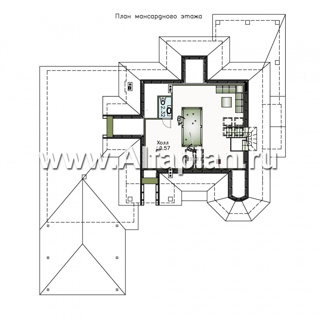 Проекты домов Альфаплан - «Воронцов»- респектабельный коттедж с большим гаражом - план проекта №3