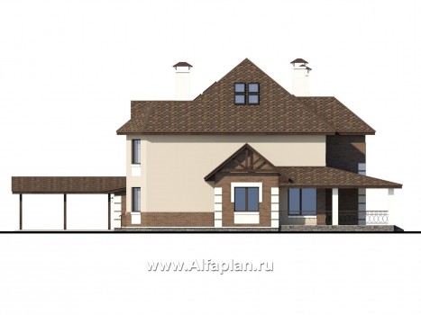 Проекты домов Альфаплан - «Воронцов»- респектабельный коттедж с большим гаражом - превью фасада №2