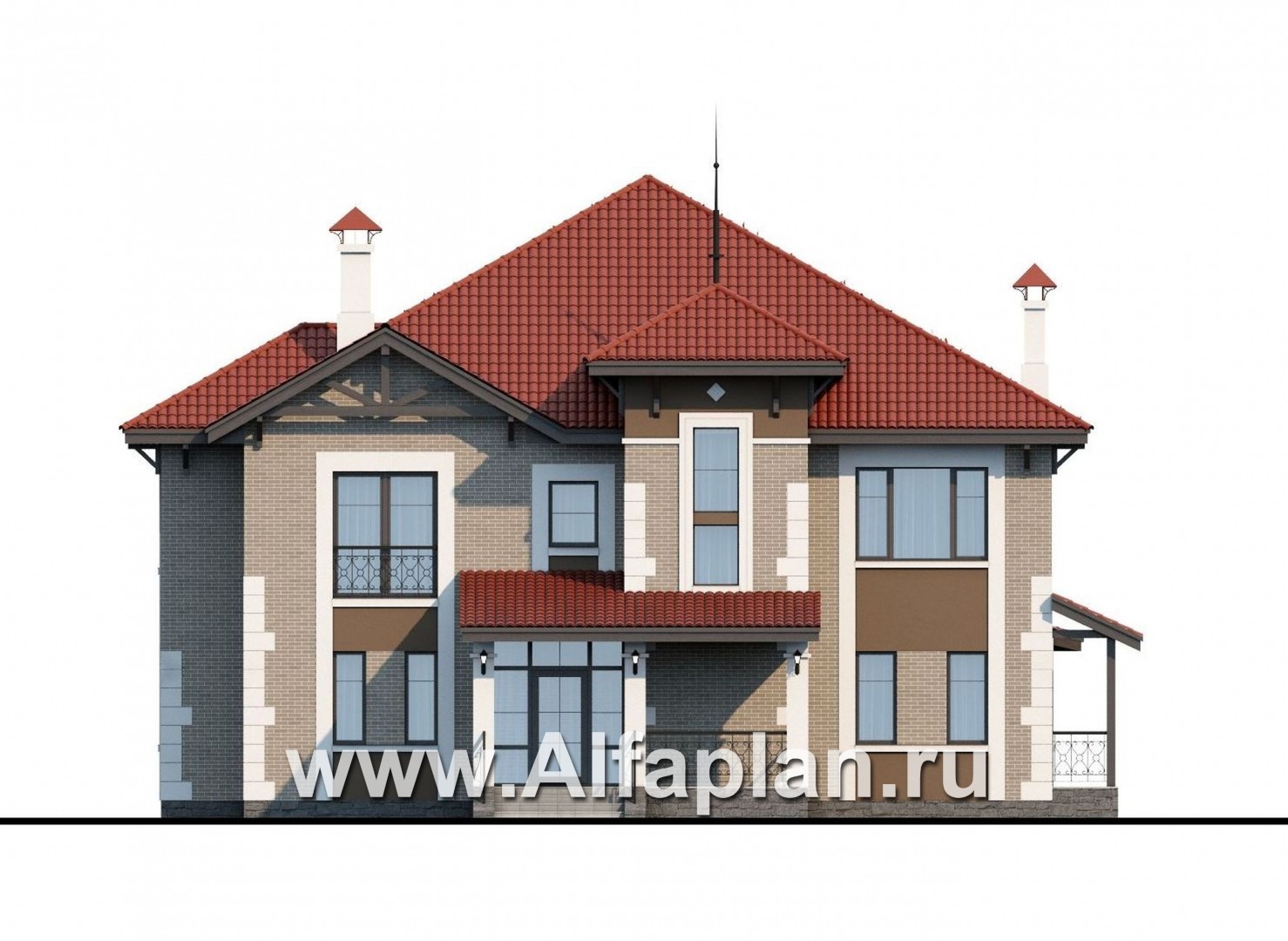 Проекты домов Альфаплан - «Демидов» - респектабельный особняк, в котором есть ВСЕ.... - изображение фасада №1