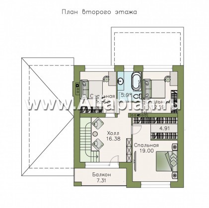 Проекты домов Альфаплан - «Орбита» - современный и удобный, компактный дом - превью плана проекта №3