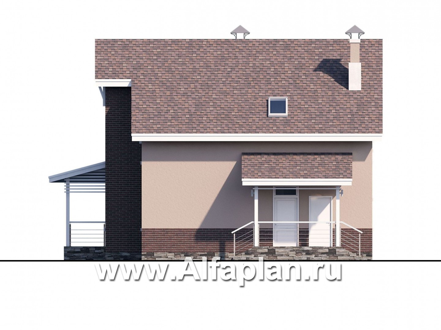 Проекты домов Альфаплан - «Регата» - комфортный дом с двускатной крышей - изображение фасада №2