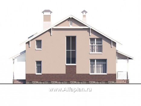 Проекты домов Альфаплан - «Регата» - комфортный дом с двускатной крышей - превью фасада №4