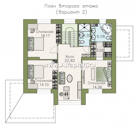 Проекты домов Альфаплан - «Регата» - комфортный дом с двускатной крышей - превью плана проекта №3