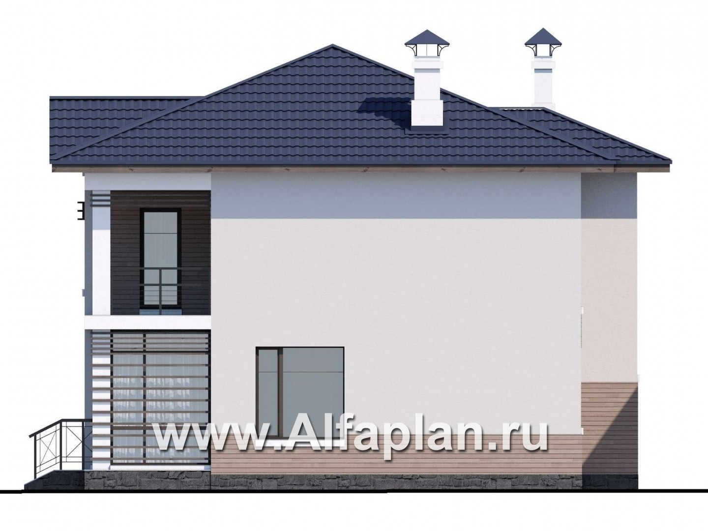 Проекты домов Альфаплан - «Знаменка» - удобный и компактный коттедж в современном стиле - изображение фасада №2