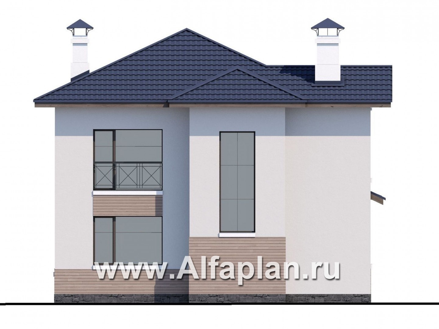 Проекты домов Альфаплан - «Знаменка» - удобный и компактный коттедж в современном стиле - изображение фасада №4