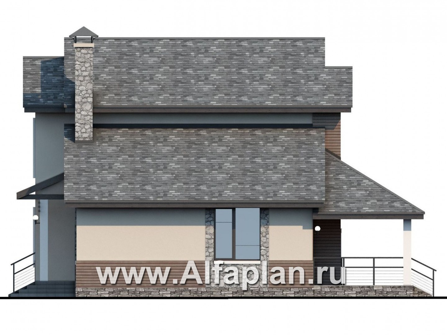 Проекты домов Альфаплан - Современный кирпичный дом «Прагма» - изображение фасада №2