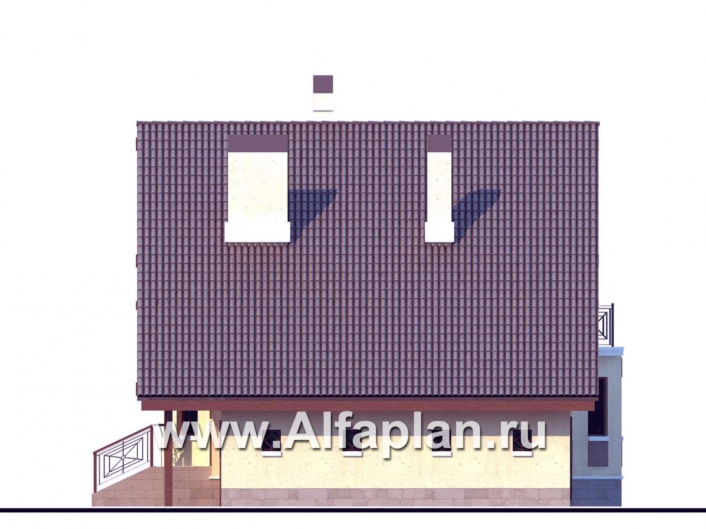 Проекты домов Альфаплан - «Регенсбург Плюс»- вариант коттеджа 22А с цокольным этажом - изображение фасада №2