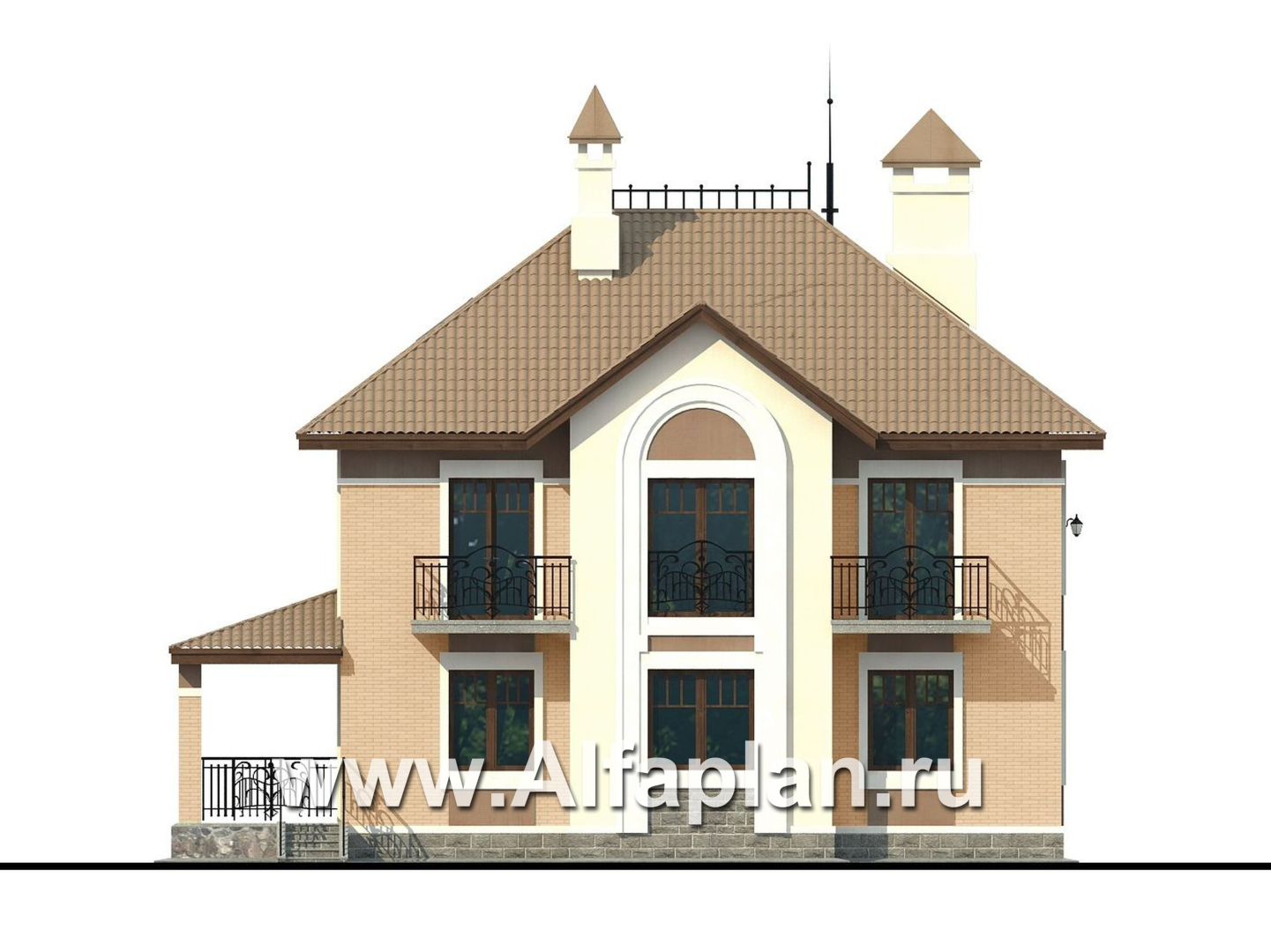 Проекты домов Альфаплан - «Разумовский» - красивый коттедж с элементами стиля модерн - изображение фасада №4