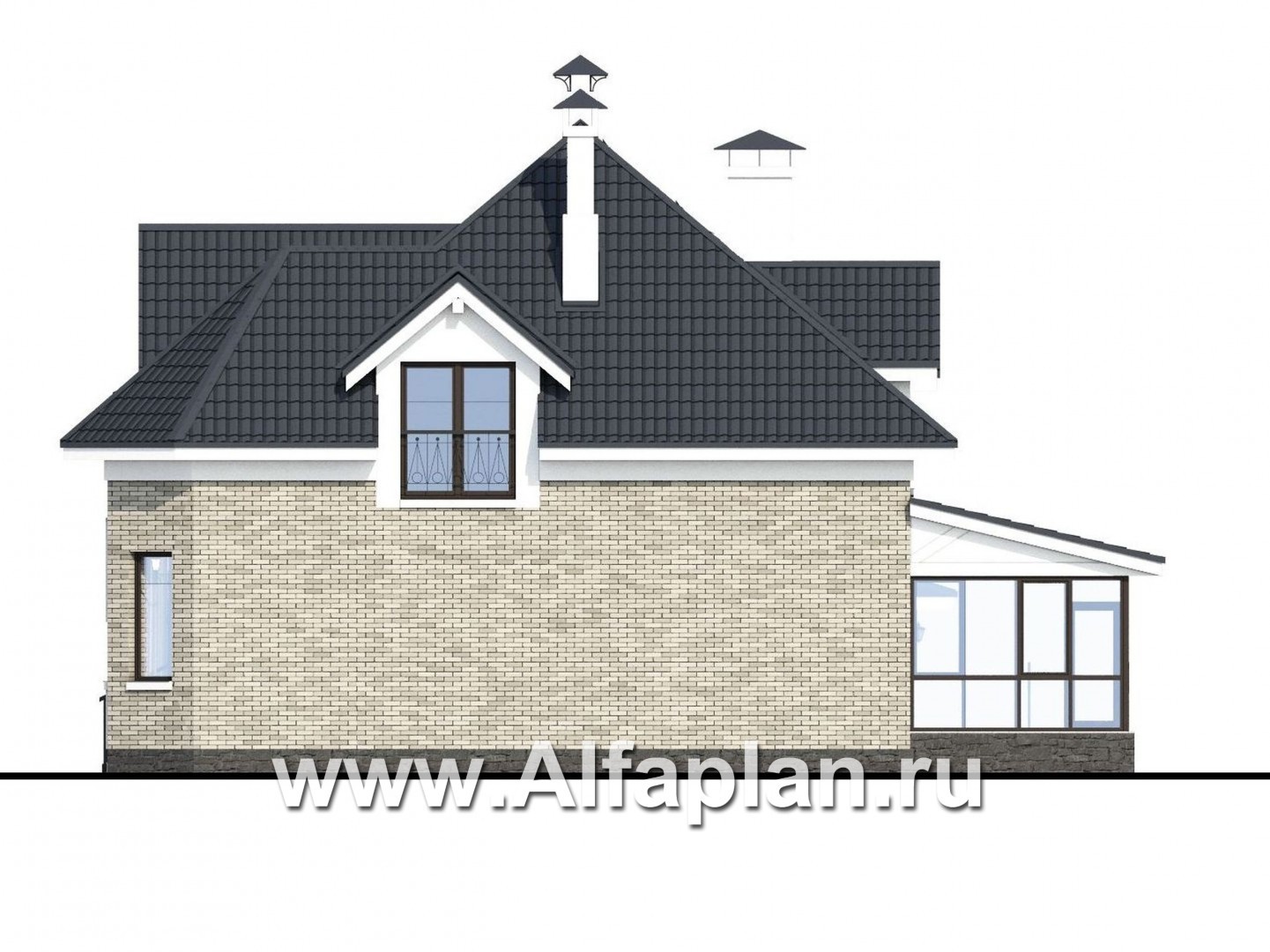 Проекты домов Альфаплан - «Принцесса осени» - красивый и удобный частный дом - изображение фасада №2