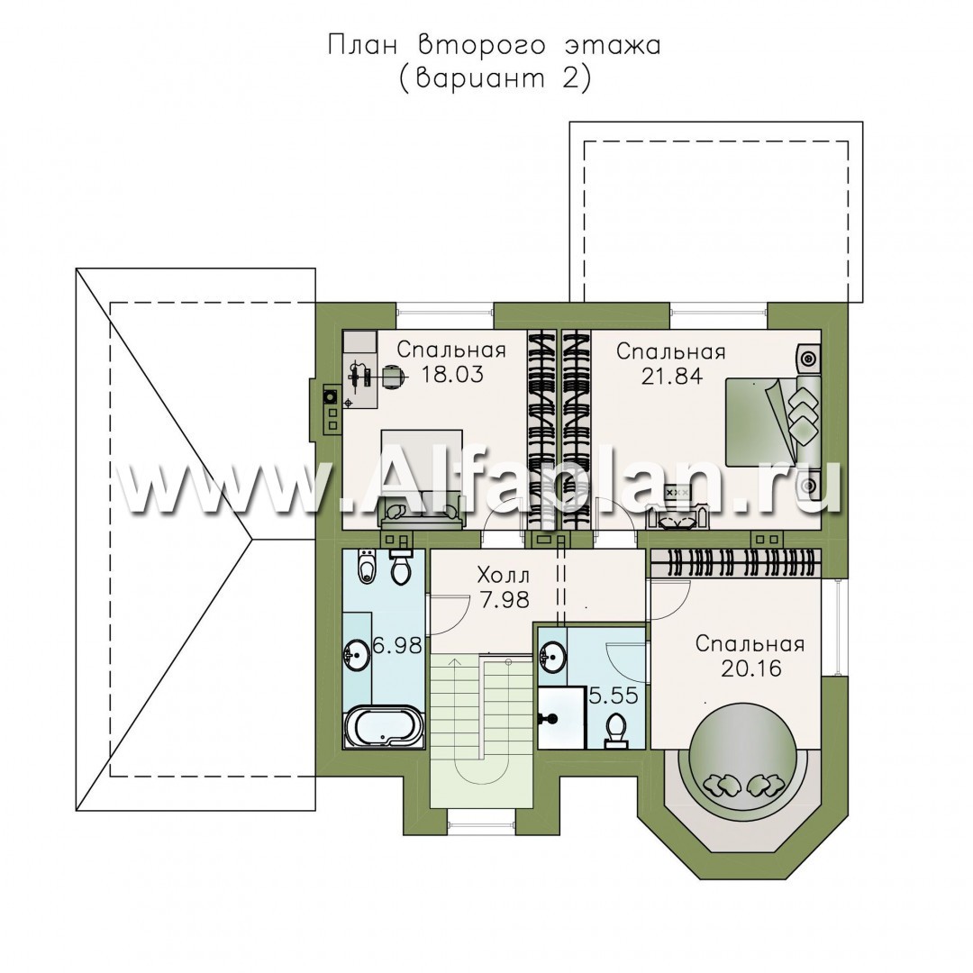 Проекты домов Альфаплан - «Принцесса осени» - красивый и удобный частный дом - изображение плана проекта №3