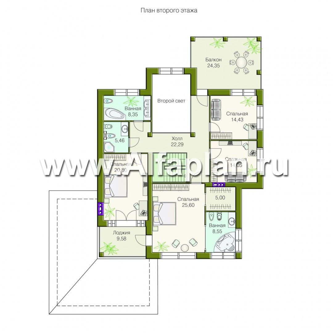Проекты домов Альфаплан - «Елагин» - классический особняк с комфортной планировкой - план проекта №2