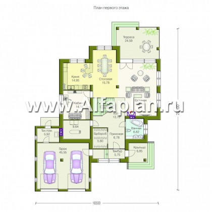 Проекты домов Альфаплан - «Елагин» - классический особняк с комфортной планировкой - превью плана проекта №1