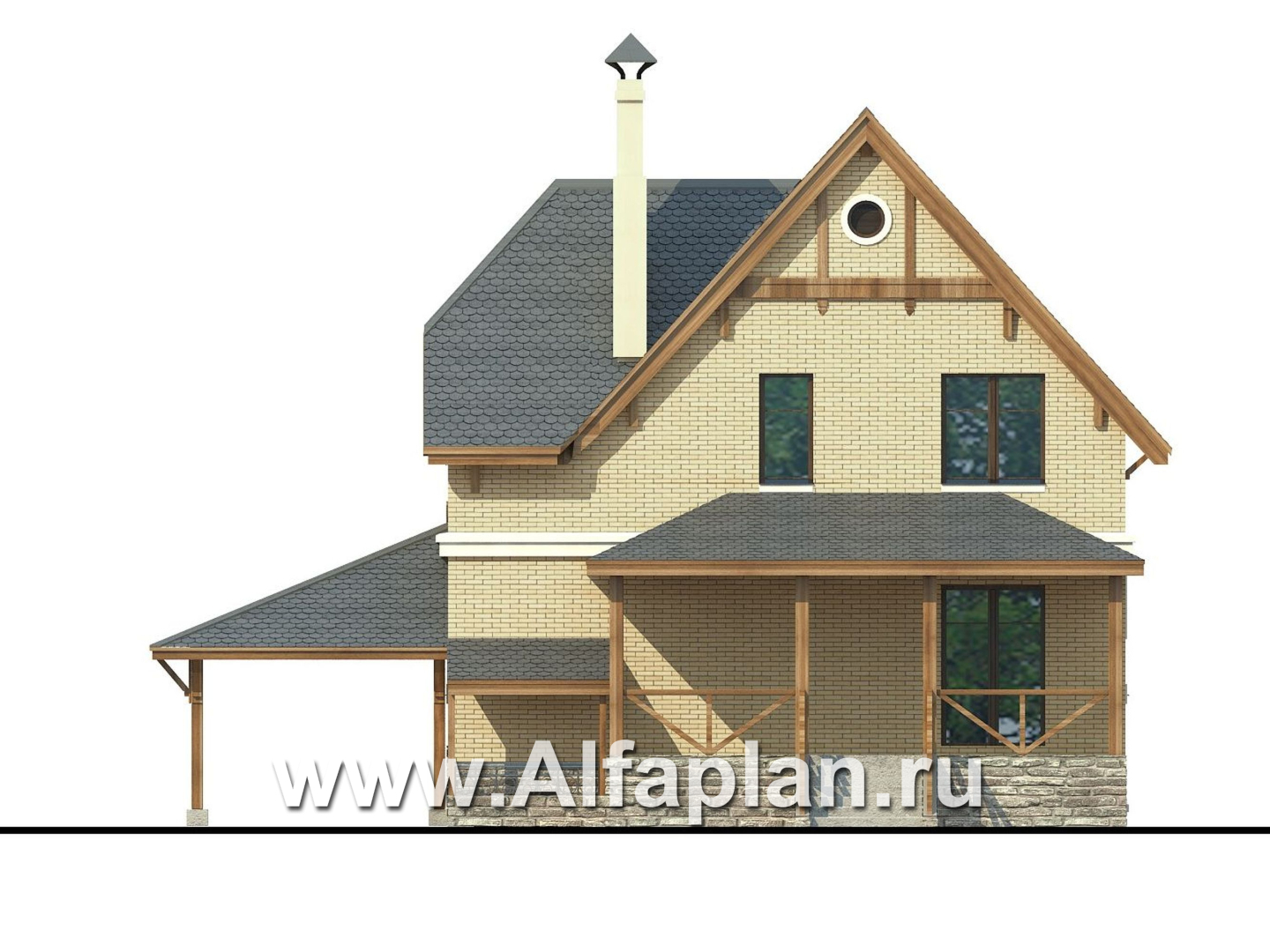 Проекты домов Альфаплан - «Шевалье плюс»- компактный дом с цокольным этажом - изображение фасада №4
