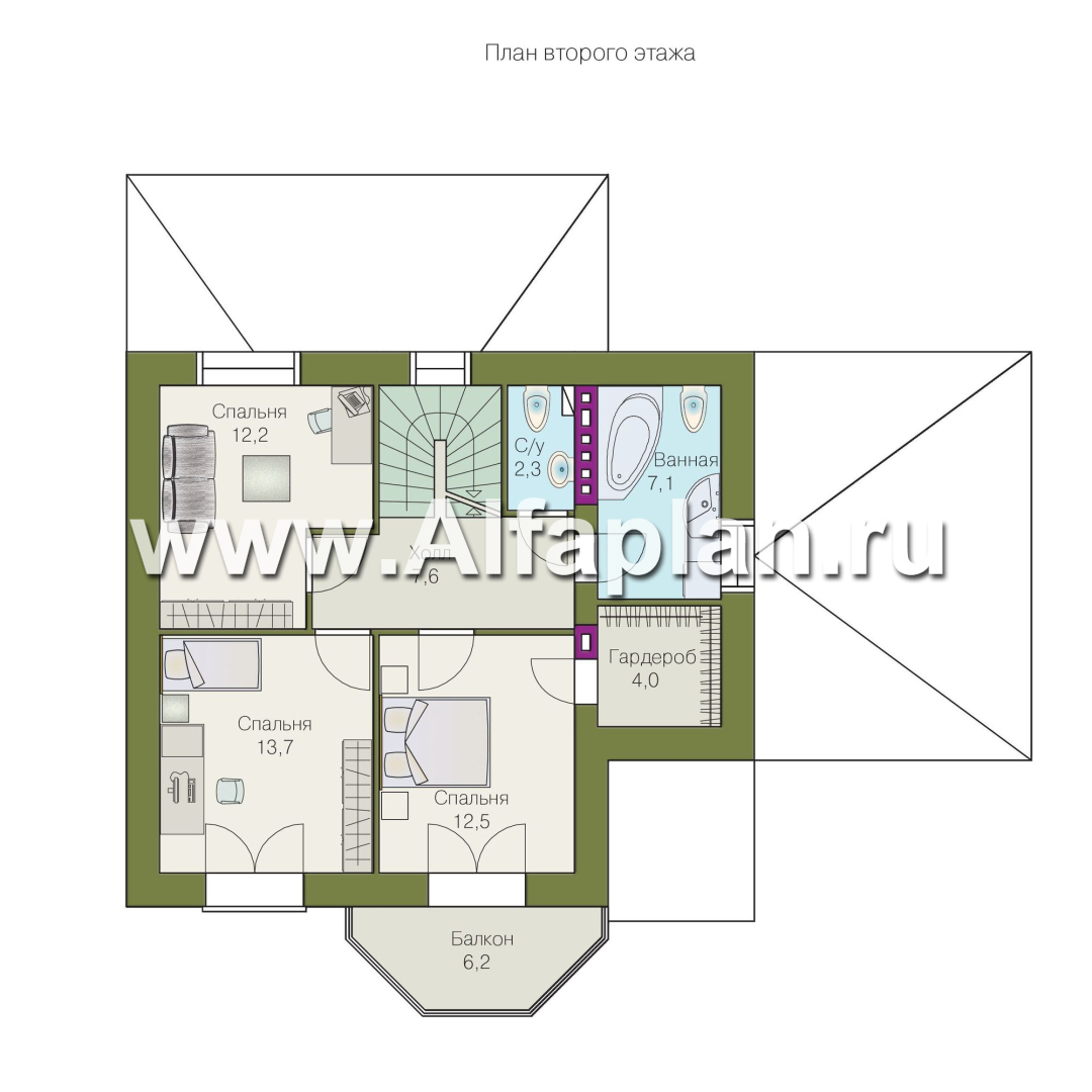 Проекты домов Альфаплан - «Шевалье плюс»- компактный дом с цокольным этажом - план проекта №3