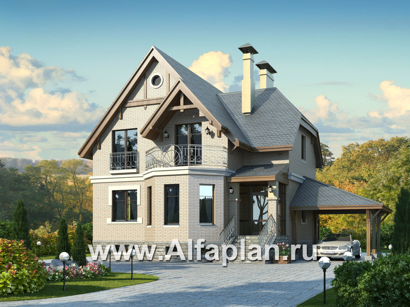 Проекты домов Альфаплан - «Шевалье плюс»- компактный дом с цокольным этажом - дополнительное изображение №1