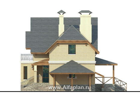 Проекты домов Альфаплан - «Шевалье плюс»- компактный дом с цокольным этажом - превью фасада №2