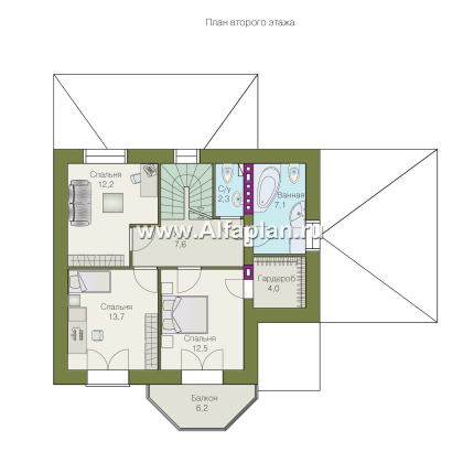Проекты домов Альфаплан - «Шевалье плюс»- компактный дом с цокольным этажом - превью плана проекта №3