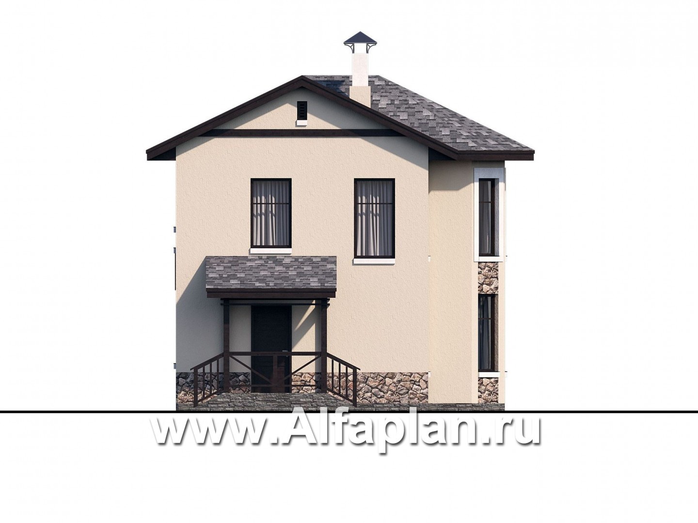 Проекты домов Альфаплан - Компактный дачный дом с террасой - изображение фасада №3