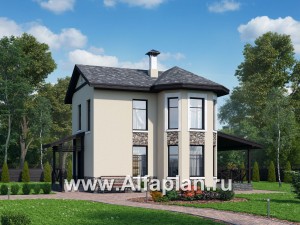 Проекты домов Альфаплан - Компактный дачный дом с террасой - превью основного изображения
